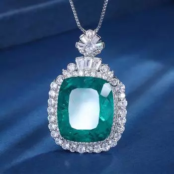 Ювелирные изделия Медное дно Позолоченный имитация Изумруд Фиолетовый квадрат 20 * 23 кулон ожерелье Ювелирные изделия