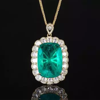 Ювелирные изделия Медное основание Позолоченная Имитация Цветной Сокровище Золотой Подвеска Ожерелье Камень 20 * 28