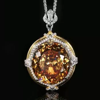 Ювелирные изделия Медное основание Позолоченная Имитация Синей Шпинели Темперамент Ретро Подвеска Ожерелье Камень 18 * 20