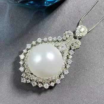 Ювелирные изделия Медное основание Позолоченная Эмаль Жемчуг Корейская версия Креативный кулон-подвеска с бриллиантами 16 мм