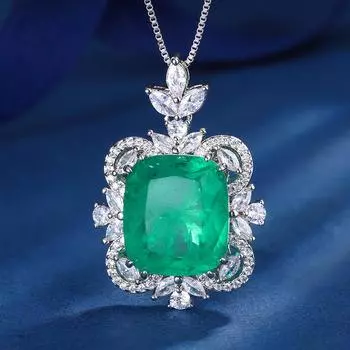 Ювелирные изделия Медное основание Позолоченная Мода Имитация Цветное Сокровище Толстый Квадрат 14 * 16 Подвеска Ожерелье Женское