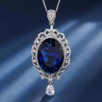 Ювелирные изделия Медное основание Позолоченное Имитация цвета Сокровище Мода Ретро Подвеска Ожерелье Большая форма Дэна Главный камень 15 * 20