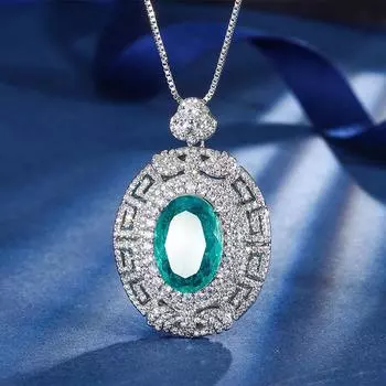 Ювелирные изделия Медное основание Позолоченное Имитация корунда Яйцевидный Ретро Легкая роскошь Подвеска Главный камень 13 * 18