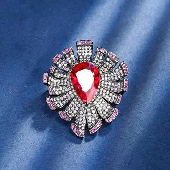 Ювелирные изделия Медное основание Золотое покрытие Имитация Красный Ганг Капля воды Черное золото Индивидуальность 10 * 15