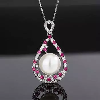 Ювелирные изделия Медные Нижние Позолоченные Инкрустированные Белые Жемчужные Имитация Красного Корунда Бусины 16 Мм 14 Мм