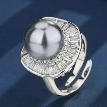 Ювелирные изделия Медный низ Позолоченный инкрустированный серый жемчуг Квадратный женский 16-12 мм