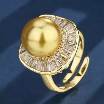 Ювелирные изделия Медный низ Позолоченный инкрустированный Золотой Желтый Жемчуг Квадратный Женщины 16-12 мм