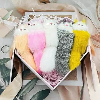 Ювелирные изделия, милый плюшевый брелок с изображением лисы, женская сумка, подвеска, креативный подарок, украшения, брелок жёлтый