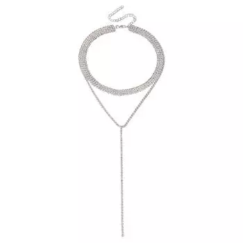 Ювелирные изделия, многослойная универсальная цепочка на шею с бриллиантами, длинное ожерелье с бахромой