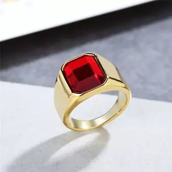 Ювелирные изделия Мода Личность Простой Гладкий Квадратный Инкрустированный Драгоценный Камень Кольцо 7