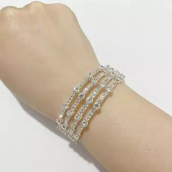 Ювелирные изделия Мода Золотой и Серебряный Стразы Открытый Браслет, Геометрический Многорядный Браслет, Браслет С Бриллиантами серебряный