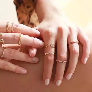 Ювелирные изделия Модное кольцо-цепочка с бриллиантом Открытое кольцо Женское модное темпераментное регулируемое кольцо Ed Jewelry Opening adjustable золотой