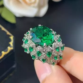 Ювелирные изделия Модное кольцо Женское Имитация красного корунда Изумруд Синяя шпинель Полный бриллиант Высококачественное женское