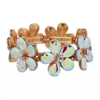 Ювелирные изделия, модный роскошный стеклянный хрустальный цветок эластичный браслет женский