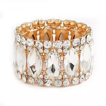 Ювелирные изделия, модный универсальный полный бриллиантовый роскошный эластичный браслет серебро белый