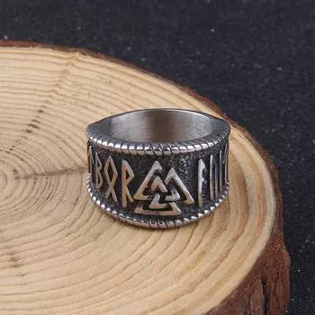 Ювелирные изделия Мужское кольцо из нержавеющей стали с руной викингов 7