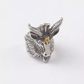 Ювелирные изделия Мужское кольцо из нержавеющей стали Vintage David Ram Worship Baphomet Goat Head 7