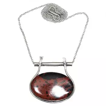 Ювелирные изделия на День матери из красного дерева с обсидианом, 20 дюймов