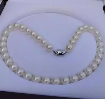 Ювелирные изделия, натуральный жемчуг 11-12 мм, круглый, очень яркий, светлый, жемчужное ожерелье 18 ДЮЙМОВ