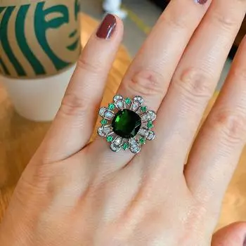 Ювелирные изделия Новое рубиновое кольцо с имитацией королевского сапфира, регулируемое кольцо