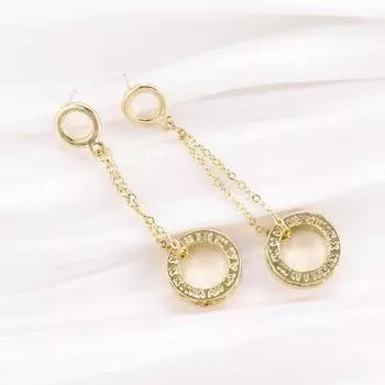 Ювелирные изделия Новые девушки Геометрические женские элегантные серьги-капли Кристалл Круглые висячие серьги Круглые золотой