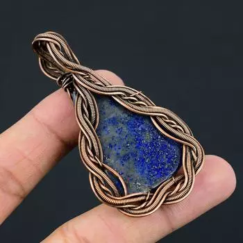 Ювелирные изделия обруча медной проволоки драгоценного камня лазурита лазурита Хандмаде привесные для подарка 2.91 Inches синий