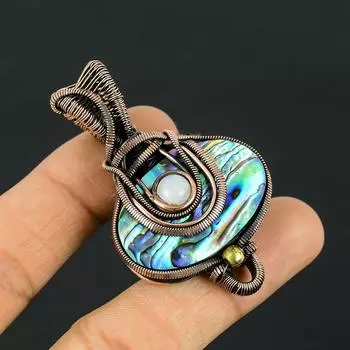 Ювелирные изделия обруча медной проволоки драгоценной камня раковины морского ушка Хандмаде привесные для подарка 2.36 Inches