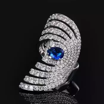 Ювелирные изделия Открытое кольцо с преувеличенным кристаллом и драгоценным камнем Кольцо с глазом дьявола Роскошное ужинное кольцо на указательный палец