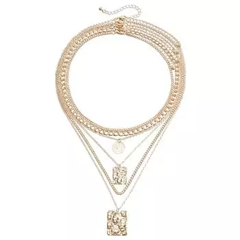 Ювелирные изделия, ожерелье из металлических цепочек, милое ожерелье с геометрическим кулоном в виде змеиной кожи золотой