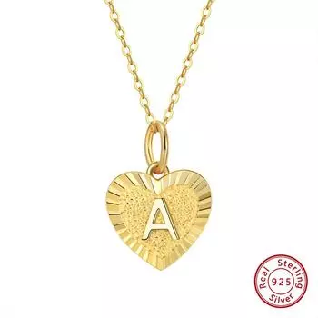 Ювелирные изделия Ожерелье из стерлингового серебра S925 с буквами AZ в европейском и американском стиле, пигментированное золотом серебро 925