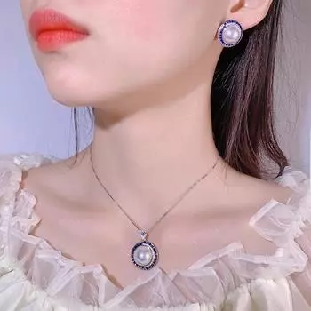 Ювелирные изделия, ожерелье из жемчуга Xiaoxiangfeng с бриллиантами, цветными драгоценными камнями, серьги-гвоздики из жемчуга s925, имитация натурального жемчуга, кулон на ключицу