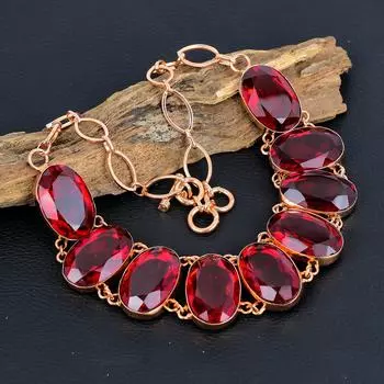Ювелирные изделия ожерелья из красного граната, ювелирные изделия ожерелья из чистой меди ручной работы, великолепное ожерелье из граната, украшения овальной формы для нее 18 Inches With Adjustable красный