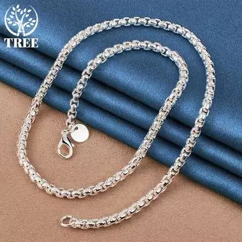 Ювелирные изделия ожерелья из стерлингового серебра 925 пробы, 5 мм, круглая цепочка в коробочке, 18/20/24 дюйма 45cm