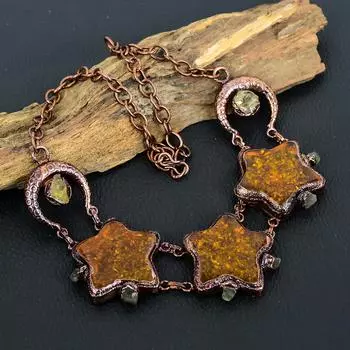 Ювелирные изделия ожерелья с драгоценными камнями балтийского янтаря, красивые ювелирные изделия ожерелья в форме звезды, медные гальванопластиковые украшения ручной работы для женщин 18 Inches With Adjustable жёлтый