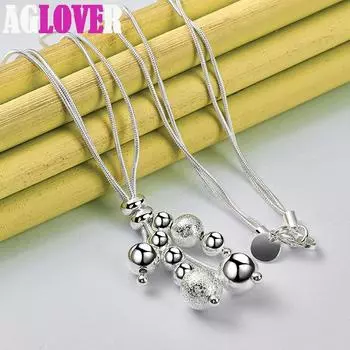 Ювелирные изделия ожерелья с подвеской в виде змеи из стерлингового серебра 925 пробы с глянцевыми/матовыми бусинами 45cm