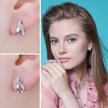 Ювелирные изделия Palace Infinity Подлинный натуральный фиолетовый аметист 925 пробы стерлингового серебра серьги-гвоздики для женщин модные серьги с драгоценными камнями