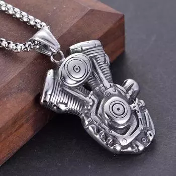 Ювелирные изделия Панк Двигатель Череп Титановая сталь Ретро Креативное ожерелье с подвеской, подарок для моего парня 3*5CM