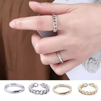 Ювелирные изделия Подарки Креативная геометрия Цепочка Кольцо Женщин Набор колец Регулируемые открытые кольца Кольца на указательный палец золотой