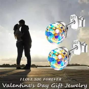 Ювелирные изделия Подарочные серьги-гвоздики для ушей Свадебные серьги с хрустальным шаром Новые красочные серьги с кристаллами