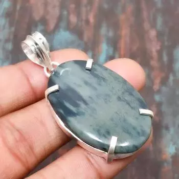 Ювелирные изделия-подвески из стерлингового серебра 925 пробы с драгоценным камнем «Паутина» и обсидианом ручной работы 2.09 Inches синий