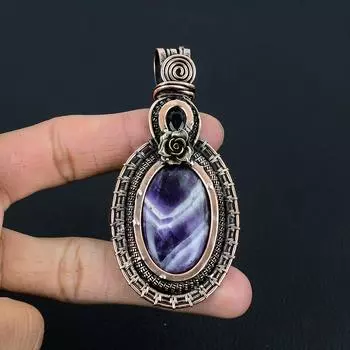 Ювелирные изделия-подвески ручной работы из чистой медной проволоки с шалфейным аметистом и драгоценным камнем 3.35 Inches фиолетовый