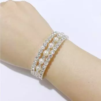 Ювелирные изделия, популярный универсальный браслет с бриллиантами, свадебный многослойный жемчужный браслет с жемчугом, серебряный браслет для женщин серебряный