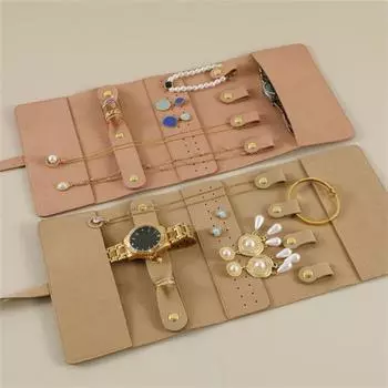 Ювелирные изделия, портативная многофункциональная сумка-ролл, тонкие кольца из искусственной кожи, ожерелья, серьги, браслеты, часы для путешествий коричневый