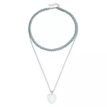 Ювелирные изделия Премиальная текстурированная стеклянная бусина Прозрачная подвеска Любовь Цепочка для ключиц Легкая роскошь Двойное ожерелье