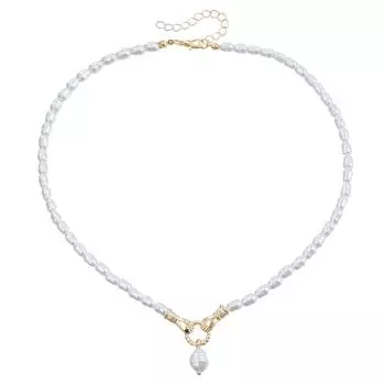 Ювелирные изделия Пресноводный жемчуг Барочный Ручной работы Бисером Ожерелье Женский Кулон Рукопожатие Универсальное Ожерелье Ювелирные изделия