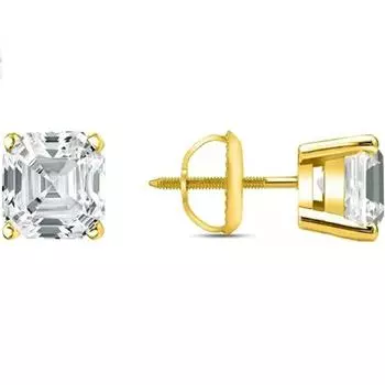 Ювелирные изделия Prim 5.50 Ct Asscher огранка бриллиантовые серьги-гвоздики Solid 18K желтое золото корзинка винт женские украшения 15MM жёлтый