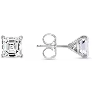 Ювелирные изделия Prim 6 Ct Asscher огранка бриллиантовые серьги-гвоздики серьги Martini Push из 14-каратного белого золота для женщин подарок на День святого Валентина 15MM серебряный