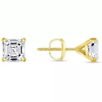 Ювелирные изделия Prim 6 Ct Asscher огранка бриллиантовые серьги-гвоздики Solid14K желтое золото Мартини завинчивающиеся серьги для офиса 15MM жёлтый