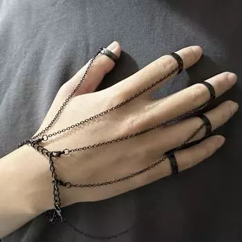 Ювелирные изделия Продажа Личность Диско Танцы Цепь Комбинация Кольцо 5 Колец Соединение золотой