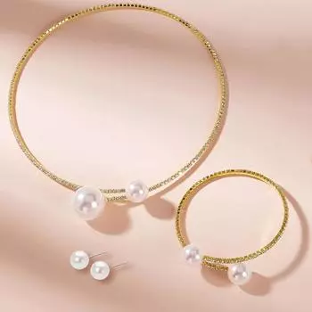 Ювелирные изделия, простая цепочка на ключицы, ожерелье, серьги, браслет, полный размер бриллианта, жемчуг с открытым воротником, женский